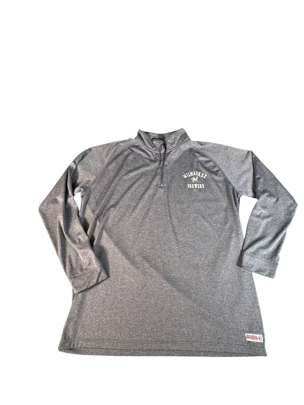 Milwaukee Brewers Stitches Men’s XL Gray 1/4 Zip Pullover Long Sleeve MLB